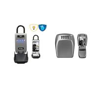 Master Lock Boite a clef avec code rétroéclairé, à Anse, Extérieur, 17.5 x 7.2 x 5.2 cm, Gray & Boite a clef certifiée, Fixation Murale, Extérieur, 13.2 x 10.5 x 4.6 cm