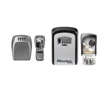 Master Lock Boite a clef certifiée, Fixation Murale, Extérieur, 13.2 x 10.5 x 4.6 cm & Boite a clef sécurisée, Fixation murale, Extérieur, 11.9 x 8.5 x 3.6 cm, Gris/Noir