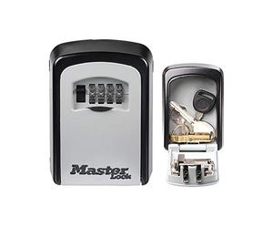 Master Lock Boite a clef sécurisée, Fixation murale, Extérieur, 11.9 x 8.5 x 3.6 cm, Gris/Noir