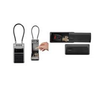 Master Lock Boite a clefs nouveau design, à Anse Flexible, Large Capacité, Haute Sécurité, Extérieur, 19.6 x 7.6 x 5.6 cm & Étui magnétique pour voiture 207EURD (masquer la clé), noir, petit