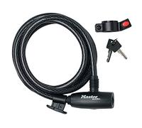 MASTER LOCK Cable Antivol Vélo [1,8 m Câble] [Clé] [Extérieur] [Support Fixation Vélo] 8232EURDPRO - Idéal pour Vélo, Vélo Electrique, Skateboard, Poussettes, Tondeuses et autres Equipements