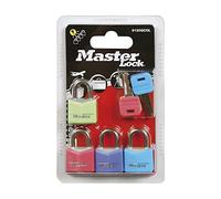 Master Lock - Cadenas 9120EURQCOLNOP - Pack familial 4 petits, clés communes, bleu/vert