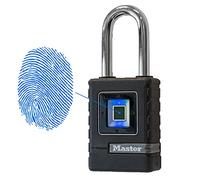 Master Lock Cadenas Biométrique Haute Securité (Etanche) (Empreinte Digitale et Code Directionnel de Secours) (Anse Longue) 4901EURDLHCC, Noir, 19,5 cm x 5,6 cm x 2,8 cm