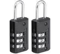 Master Lock 646EURT Pack de 2 Cadenas à Combinaison avec Corp en Zinc, Noir, 6,3 x 2 x 1 cm