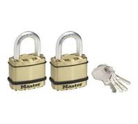 Master Lock Cadenas haute sécurité [A Clé] [Acier laminé + Finition Laiton] [Extérieur] [Pack de 2] M1BEURT - idéal pour les Remises, les Garages, les Clôtures et les portails