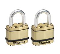 Master Lock Cadenas haute sécurité [A Clé] [Acier laminé + Finition Laiton] [Extérieur] [Pack de 2] M1BEURT - idéal pour les Remises, les Garages, les Clôtures et les portails