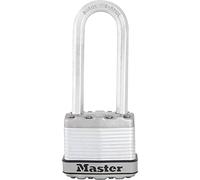 MASTER LOCK Cadenas Haute Sécurité [A Clé] [Acier Laminé] [Extérieur] [Anse XL] M1EURDLJ - Idéal pour les remises, les garages, les clôtures et les portails