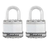 MASTER LOCK Cadenas Haute Sécurité [A Clé] [Acier Laminé] [Extérieur] [Pack de 2] M1EURT - Idéal pour les remises, les garages, les clôtures et les portails