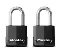 Master Lock Cadenas haute sécurité [A Clé] [Acier laminé Recouvert] [Extérieur] [Anse M] [Pack de 2] M115EURTLF - idéal pour les Remises, les Garages, les Clôtures et les portails