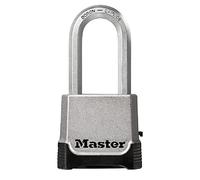 MASTER LOCK Cadenas Haute Sécurité [Combinaison et Clé] [Zinc] [Anse XL] [Extérieur] M176EURDLH - Idéal pour les espaces de rangement, les remises, les garages, les remorques