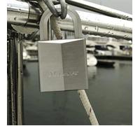 Master Lock Cadenas haute sécurité en laiton nickelé 40mm, anse hexagonale en acier, 4 clés incluses, pour casier, sac ou boîte