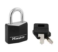 Master Lock Cadenas à clé en aluminium recouvert 131D, noir, un paquet
