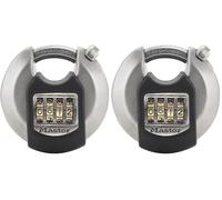 Master Lock Cadenas rond [Combinaison] [Acier Inoxydable] [Extérieur] M40EURDNUM - idéal pour les espaces de rangement, les Remises, les Garages, les Remorques 70 mm Gris (Lot de 2)