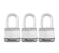Master Lock Cadenas très haute sécurité M5EURTRILF – Pack de 3, acier laminé, à clé, anse M