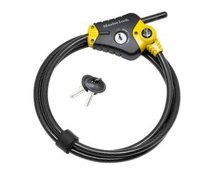 MASTER LOCK Cble de verrouillage ajustable Python d'une longueur de 1,8 m x 10mm de diamtre, noir et jaune