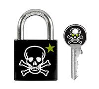 Master Lock Chef Cadenas pour vestiaire ou casier, à Motifs imprimé Tête de Mort, Corps de 30mm de Large, Serrure à clé, tête de clé Assortie 3430eurdskull Noir