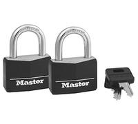 MASTER LOCK CO - 2-Pack 1-9/16 Inch Solid-Brass Body With Black Covered Key Head