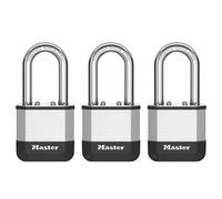Master Lock Elite¿ Cadenas innovant nouvelle génération, en acier laminé haute résistance de 45 mm - anse en acier au bore trempé de 38 mm - 2 clés - Pack de 3