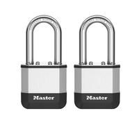 Master Lock Elite¿ Cadenas innovant nouvelle génération, en acier laminé haute résistance de 45 mm - anse en acier au bore trempé de 38 mm - 2 clés - Pack de 2