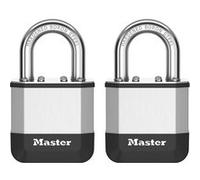 Master Lock Elite¿ Cadenas innovant nouvelle génération, en acier laminé haute résistance de 45mm - anse en acier au bore trempé de 25 mm - 2 clés - Pack de 2