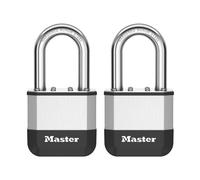 Master Lock Elite¿ Cadenas innovant nouvelle génération, en acier laminé haute résistance de 52 mm - anse en acier au bore trempé de 38 mm - 2 clés - Pack de 2