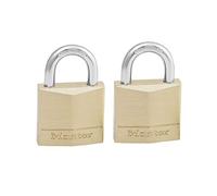 Master Lock Lot de 2 Cadenas en laiton pour cave, malle, vestiaire, 30mm avec serrure à clé Or 130EURT