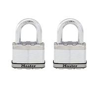 Master Lock M15XTLFCCSEN Lot de 2 cadenas en acier magnétique laminé de 5,3 cm de large, diamètre de 1,1 cm, dégagement de la manille de 3,8 cm, manille de 3,8 cm
