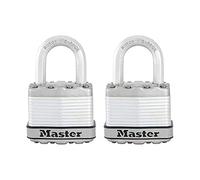 Master Lock M1XTCCSEN Lot de 2 cadenas en acier laminé Magnum de 3,5 cm de large, diamètre de 1,6 cm, dégagement de la manille, manille de 2,5 cm