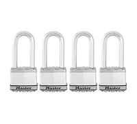 Master Lock M5XQLJCCSEN Lot de 4 cadenas larges en acier laminé Magnum de 2,5 cm de diamètre, dégagement de la manille, manille de 2,5 cm