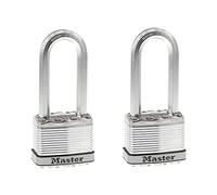 Master Lock Cadenas M5XTLJ Magnum – Lot de 2, acier laminé avec clés, argenté