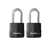 Master Lock Padlock, Magnum Covered Laminated Steel Lock, 2-1/8 in. Wide, M515XTLH (Pack of 2-Keyed Alike)