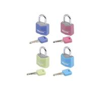 Master Lock - Cadenas 9120EURQCOLNOP - Pack familial 4 petits, clés communes, bleu/vert