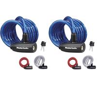 Master Lock Unisex-Adult Cable Antivol Vélo (1,8 m Câble xtérieur) (Couleur Aléatoire) 8212EURDPRO, Noir (coloré), 1.8 m Câble (Lot de 2)