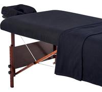 Master Lot de 3 draps de table en flanelle de coton de massage, housse de coussin de visage, drap de table, noir, spa, housse de rechange pour table de tatouage.