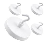 Master Magnetics MHHH26X4 Lot de 4 crochets magnétiques en peinture émaillée blanche, diamètre de 1,875 cm, hauteur totale de 11,8 kg