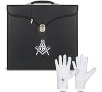 Master Mason Blue Lodge Étui en cuir carré et boussole G MM/WM, noir/blanc, 16 x 18 inch