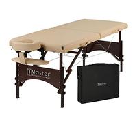 Master Massage Argo Table de Massage Mobile Pliable avec Pieds en Bois de Noyer et Sac de Transport Beige 71 cm