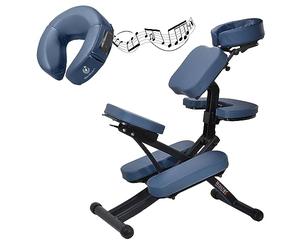 Master Massage Chaise de Massage Professionnelle Pliante Mobile en Aluminium réglable légère avec Coussin Musical et Mallette de Transport Bluetooth Bleu Taille Unique