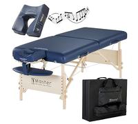 Master Massage Coronado Table de Massage Mobile Pliable en Bois pour cosmétiques, Massage et thérapie Bleu Roi avec Coussin Musical Haut-Parleur Bluetooth 71 cm