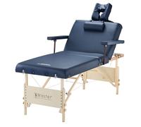 Master Massage Coronado Table de massage portable avec poids réglable en hauteur pour massothérapeute, lit de kinésithérapeute pliable en similicuir avec coussin de 7,6 cm d'épaisseur Bleu roi
