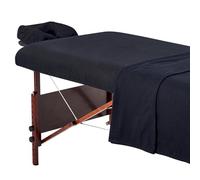 Master Massage Ensemble de draps de table 3 en 1 en flanelle - Housse de coussin pour le visage - Drap de table - Noir