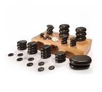 Master Massage Hot Stone Set de pierres de massage Massage Luxe Lot de 50 Noir Lava vocano Basalte, 50 pièces, avec une belle Bambou Boîte