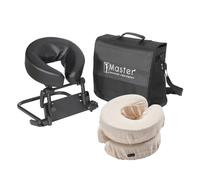 Master Massage Kit de massage pour matelas - Appuie-tête réglable et coussin facial pour usage familial, noir avec taies d'oreiller en coton