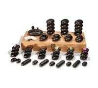 Master Massage Lot de 70 pierres chaudes 100% basalte pour massage corporel SPA avec boîte en bambou