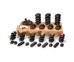 Master Massage Lot de 70 pierres chaudes 100% basalte pour massage corporel SPA avec boîte en bambou