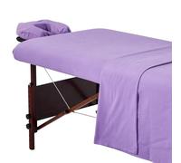 Master Massage Parure de lit 3 pièces en flanelle de coton pour table de massage - Housse de rechange pour salon de beauté - Housse de coussin pour le visage et drap de table (violet)