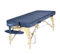 Master Massage Phoenix ThermaTop Table de massage mobile pliable 71 cm Système de chauffage intégré Pied en bois et tables de transport Corps chaud Bleu roi