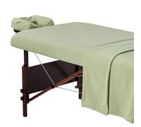 Master Massage Set de 3 pièces de drap en flanelle de coton Master Massage comprenant un drap plat, un drap housse et un protège visage
