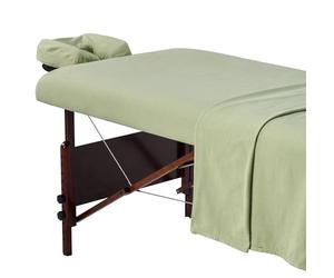 Master Massage Set de 3 pièces de drap en flanelle de coton Master Massage comprenant un drap plat, un drap housse et un protège visage