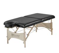 Master Massage Table de Massage Portable Balboa 76 cm - avec Pieds en Bois Naturel et Sac de Transport - Noir Brillant
